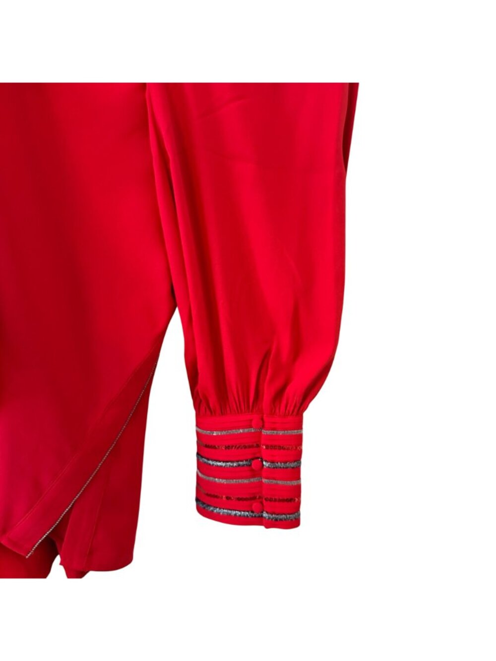 Chicos Red Allure Embellished Cuff Solid LS Fashion Top Size 18 Polyester Womens - Picture 10 of 12